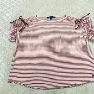 Tommy Hilfiger red and white stripe top with ruffle sleeves ex cond